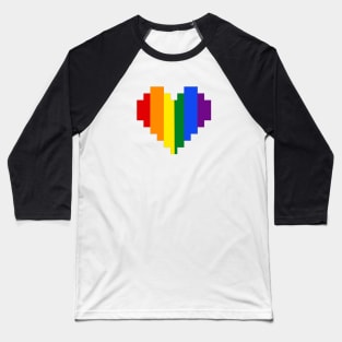 Rainbow 8-bit Heart Baseball T-Shirt